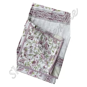 Multi Color 100% Cotton Indian Dohar Ac Blanket Summer Quilt Reversible Hand Block Print Online Bedding Suppliers Blanket Revers
