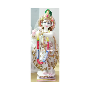 Đẹp Handmade Đá Cẩm Thạch Trắng Tốt Hoàn Thiện Đứng <span class=keywords><strong>Shri</strong></span> <span class=keywords><strong>Krishna</strong></span> Tượng Với Đẹp Vàng Vương Miện Cho Trang Trí Nội Thất - Product Image 1