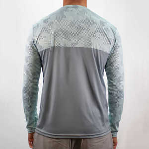 Sublimación personalizada Camisa de pesca de manga larga para hombres Protección UV UPF 50 Secado rápido Transpirable 100% Poliéster Diseño de color sólido - Product Image 3