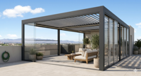 Pérgola Bioclimática Moderna de Lujo para Exteriores, de Aleación de Aluminio con Recubrimiento en Polvo, Resistente al Agua y a la Putrefacción, Ecológica, 5x4, con Techo Ajustable