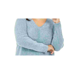 Maglione in ciniglia con scollo a V da donna Karen Scott, taglie forti 2XL, blu, stile casual per autunno inverno, con ricamo in pizzo e stampa per adolescenti - Product Image 2