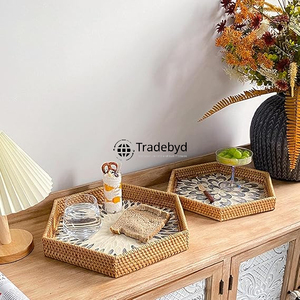Elegant Rattan Serving Tray Handcrafted Multi-Purpose Modern Home Decor Premium Quality Movable Tradebyd - Product Image 1