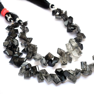 AAA + rutilo negro 6x9mm-7x11mm Pepita facetada Cuarzo rutilado Natural piedras preciosas semipreciosas corte escalonado cuentas caídas para joyería - Product Image 6