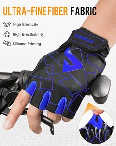 Gants de fitness unisexes de qualité supérieure, demi-doigts, couleur unie, séchage rapide, antidérapants, en cuir, avec impression de logo personnalisée - Product Image 3