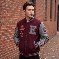 Blouson universitaire homme bordeaux gris avec patch flamme en chenille, manches en cuir véritable, personnalisable, style Letterman, OEM, respirant, coupe-vent