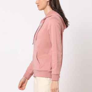 BRANIS SPORTS Women's Pink <b>Hooded</b> <b>Zip</b>-Up Fleece Sweatshirt Full Sleeve Solid Windproof Quick-Dry Breathable Spring/Autumn/Winter - Product Image 2