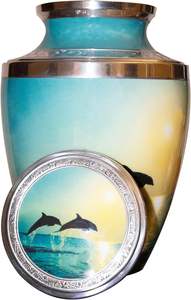 เรือนฝังศพปลาโลมาเต้นรําที่กําหนดเองมนุษย์ผู้ใหญ่ปลาโลมามหาสมุทรสีฟ้าคนรักงานศพ Urn พร้อมที่จับคู่ของที่ระลึก - Product Image 3