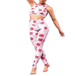 Nuevo diseño de leggings de yoga para gimnasio con estampado por sublimación, conjunto de yoga de cintura alta para mujer - Product Image 1
