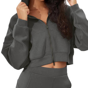 Nouveau sweat-shirt décontracté tendance streetwear à épaules tombantes, respirant, écologique, en tricot, sweat-shirt court pour femmes - Product Image 3