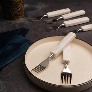 ชุดเครื่องใช้บนโต๊ะอาหาร6ชิ้นทำจากสแตนเลสเครื่องใช้บนโต๊ะในครัวบ้านโรงแรมเครื่องใช้บนโต๊ะอาหารชุบสีเงินด้ามหินอ่อน - Product Image 1