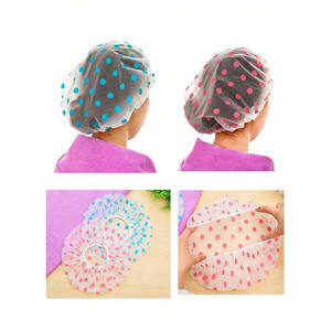 Lot de 2 bonnets de douche jetables en plastique monocouche, imperméables, pour séchage des cheveux et protection anti-huile, également utilisables comme couvre-chef de cuisine - Product Image 3
