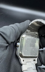 Reloj de Lujo de 41 mm, Acero Inoxidable Antiguo, Cuadrado, con Diamantes Moissanite, Elegante, Estilo Hip Hop, Movimiento Mecánico, Analógico, con Fecha - Product Image 5