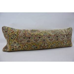 Oreiller en laine Patchwork Kantha bohème de luxe 16x48 Beige pouces brodé Floral Vintage tissé Technique literie sol Portable - Product Image 3