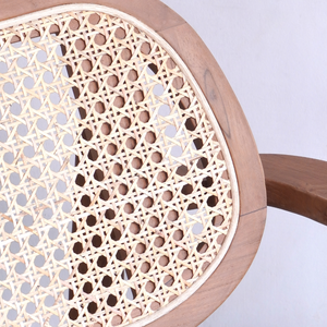Modern Solid Wood Rattan Woven <b>Upholstered</b> Foam Filled Accent <b>Armchair</b> with Embossed Logo for Garden Outdoor Leisure Lounge - Product Image 6