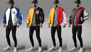 Veste universitaire coupe ajustée pour hommes en laine mélangée corps en cuir végétalien manches en chenille personnalisé Patch Letterman Bomber Coat vente en gros - Product Image 6