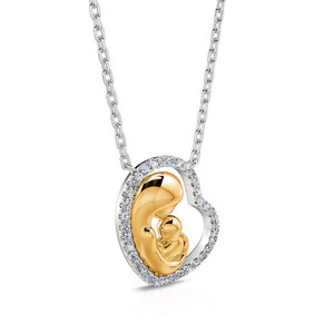 Collier en argent sterling Jeulia Love Is a Great Fire pour mère et bébé - Product Image 2
