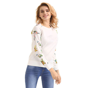 สเวตเชิ้ตคอกลมของผู้หญิงแขนยาวทรงหลวมโอเวอร์ไซส์โลโก้ตามสั่ง - Product Image 2