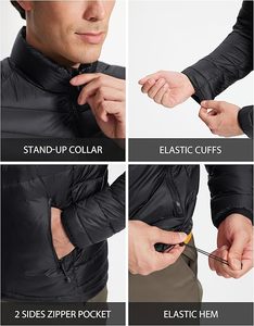 Chaqueta Acolchada Ligera para Hombre, Cuello Alto, Abrigo Acolchado de Invierno, Aislante, Repelente al Agua, para Viajes y Campamento - Product Image 5