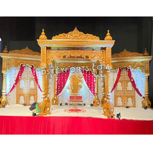 Mandap de Madera de Estilo Tradicional para Bodas Indias, Mandap de Madera con Base de Elefante y Pilares, Elegante Mandap de Madera para Bodas en EE. UU. - Product Image 1