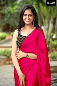 La última ropa india, blusa de Jacquard Sari de seda satinada elegante, traje de fiesta para Salwar Kameez pakistaní con satén liso - Product Image 4