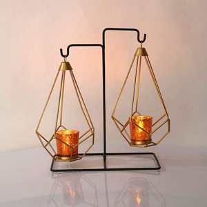 Decorative Brass Gold Plated Five Arm Glass Lotus <b>Flower</b> <b>Candle</b> Holder - Product Image 3