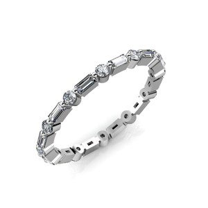 10K oro laboratorio crecido diamante boda banda laboratorio diamante joyería redondo y Baguette corte diamante banda compromiso anillo clásico redondo - Product Image 3