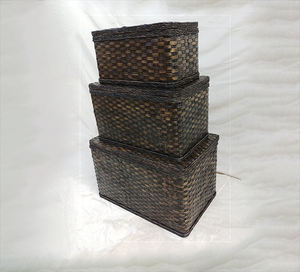 Cesta de almacenamiento AuraNest Natural Baboo Rattan Black Wash Triple - Product Image 1