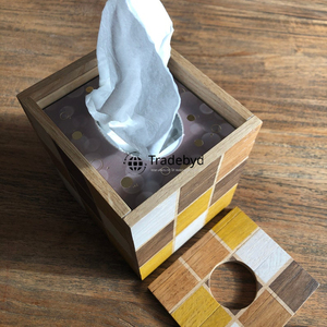 Boîte à mouchoirs en bois de luxe, motif floral gravé, design élégant, support de table pour maisons et bureaux, disponible en différentes formes - Product Image 6