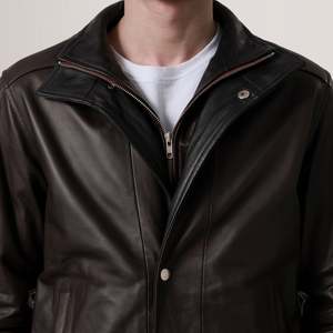 Reversible Water-Proof Alfred <b>Sheepskin</b> Leather Bomber <b>Jacket</b> in XS Coated & Embroidered PU & Spandex College Style - Product Image 4