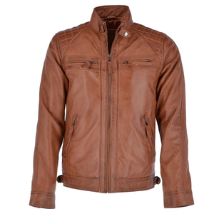 Chaqueta informal de color sólido de ante de invierno de cuero genuino para hombres de moda con logotipo frontal - Product Image 2