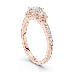 Bague halo en diamant de laboratoire rond brillant de 0,95 carat pour femme, clarté VVS-VS EF, or 18 carats, 14 carats, 10 carats et argent 925, rose - Product Image 5