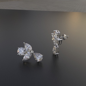 Avarta 14K ต่างหูเพชรโมอิสสีขาวทอง14K สำหรับเด็กผู้หญิงต่างหูแบบห้อยประดับเพชรสำหรับปลูกในห้องปฏิบัติการ - Product Image 5