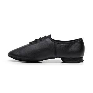 Chaussures de claquettes personnalisables noires en cuir véritable à semelle fendue Oxford avec aluminium pour hommes et femmes - Product Image 3