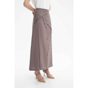 Falda Cruzada Transpirable 100% Lino con Cintura Alta en Color Visón para Primavera - Product Image 5