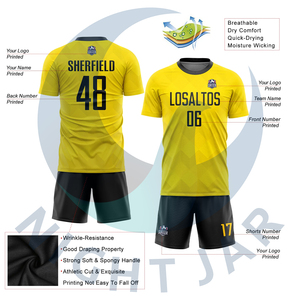 Personalizado de secado rápido amarillo fútbol Jersey conjunto de entrenamiento al por mayor de fútbol uniformes del club para adultos nombre impreso - Product Image 4
