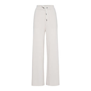 Pantalon en tricot de laine, cachemire et soie pour femmes, de couleur blanche, 2 poches arrière, à prix réduit, vente en gros - Product Image 1