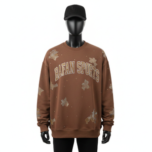 Sudadera Extra Grande para Hombre, Tejido Grueso de 320 GSM, Felpa de Algodón, Color Marrón, Ropa de Invierno, Logotipo Personalizado con Pedrería, Sudadera Básica Extra Grande - Product Image 1