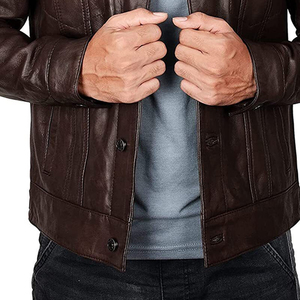 Outdoor Sports Men Windproof Breathable Waterproof Canvas Coated Leather Stand Winter Motorcycle Jacket High Quality Casual - Product Image 3