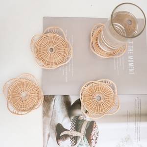Vietnam Handicrafts Woven Round Rattan <b>Drink</b> <b>Coaster</b> <b>Coaster</b> Cup Mat for Kitchen Hotel Wicker Placemat Plate Charger - Product Image 5