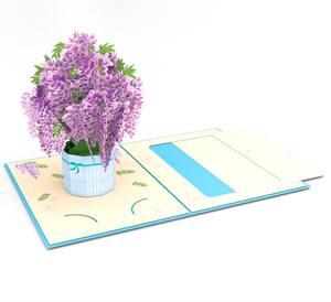Carte Pop up Fleur de Glycine Carte 3D Glycine Avec Enveloppe Fleur Papier pour Cadeau Fait Main - Product Image 2