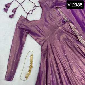 Most Attractive Women Wear Banarasi <b>Tissu</b> Anarkali Long Gowns for <b>Wedding</b> and Festival Wear Kurtis with Fancy Dupatta for Women - Product Image 6
