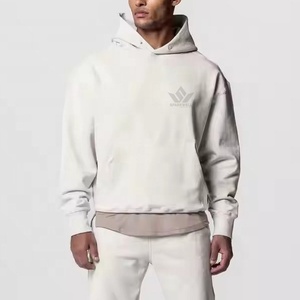 Men's <b>White</b> Hooded Tracksuit Set 100% Cotton Full Zip Hoodie and <b>Jogger</b> Pants Midweight Regular Fit Casual Athletic Sportswear - Product Image 3