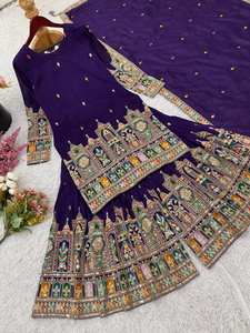 Presentamos una nueva colección de diseñadores en Pure Chinnon con una codificación de bordado pesado Dori-Sequence Work Top-Bottom y Dupatta - Product Image 5