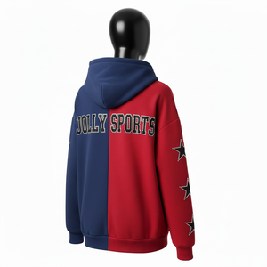 เสื้อฮู้ดซิปผ้าฟลีซคอตตอนพรีเมียมสำหรับผู้หญิง 320 GSM ดีไซน์แผงสีคู่ ประดับคริสตัลแบบ Hotfix โลโก้สั่งทำพิเศษ เสื้อฮู้ดซิปแบบพื้นฐาน - Product Image 5