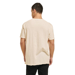 Camiseta de manga corta de algodón 100% para hombre, ropa de calle holgada con cuello redondo, tejido de punto antiarrugas transpirable sólido, serigrafiado - Product Image 4