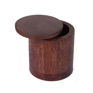 กล่องเก็บอาหารรูปทรงกลมทำจากไม้พร้อมฝาโลหะสีทองกล่องเก็บอาหารบนโต๊ะ - Product Image 6