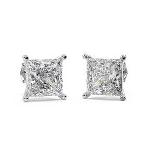Boucles d'oreilles en or blanc 14 carats avec diamants princesse 0,33 ct (H-I SI2-SI3) - Product Image 3