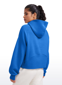 Ropa deportiva Loose Fit Logotipo bordado personalizado Sudaderas con capucha Media cremallera Bolsillos de canguro personalizados Media cremallera Manga larga Fleece Pullover Tops - Product Image 3