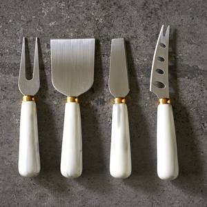 Épandeur de fromage trancheur de beurre poli argent, marbre blanc complet à poignée ronde vaisselle en acier inoxydable Royal irisé - Product Image 2