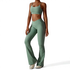 Wholesale Custom Logo Gym Fitness Sets Woman Yoga <b>Leggings</b> Sportswear Yoga Two Piece Workout Set for Women - Product Image 1